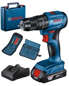Bosch GSB 185-LI 18V 2.0 Ah + 23 delni set pribora u koferu aku vibraciona busilica odvrtac 